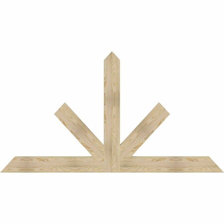 Ekena Millwork Saratoga Rough Sawn Timber Gable Bracket, Douglas Fir, 84"W x 45"H x 2"D x 6"F, 13/12 Pitch GBW084X45X0206SAR00RDF